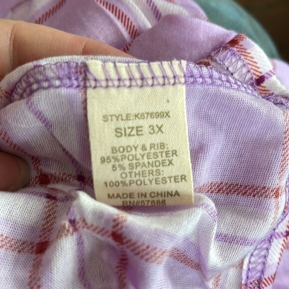 Paper + tee patchwork sweatshirt top blouse NEW NWT 3X plaid purple long sleeve - Picture 9 of 11